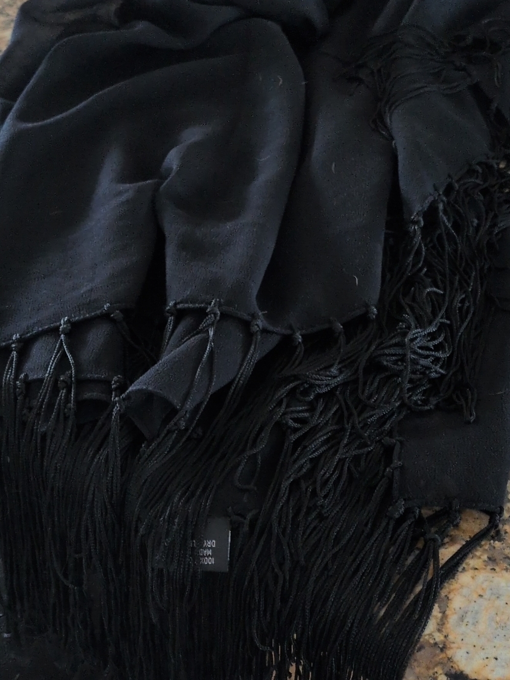 Black Fringe Scarf - Lightweight Wrap